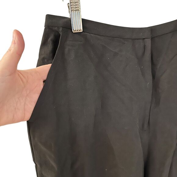 Eileen Fisher Black Silk and Linen Straight Leg Pants with Pockets Size S - Picture 3 of 8